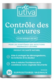 Contrôle des levures - 30 suppositoires vaginaux